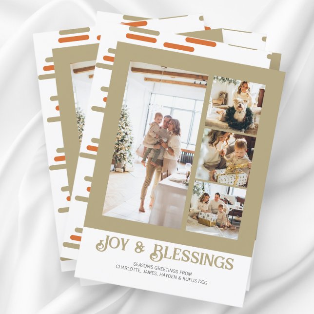 Moderner Block 4 Foto Weihnachten Personalisiert (Modern Block 4 Photo Christmas Personalized Holiday Cards from Ricaso)