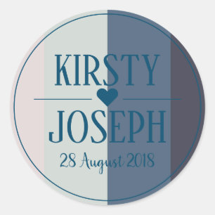 Moderner Blue Beach-Hochzeitsticker Runder Aufkleber
