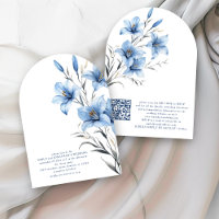 Moderner Blue Florals QR Code Wedding Arch