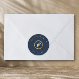 Moderner Blue Gold Notary Pen zertifiziert durch Runder Aufkleber