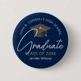 Moderner Blue Graduate Custom 2025 Abschluss Button