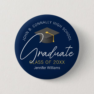 Moderner Blue Graduate Custom 2025 Abschluss Button