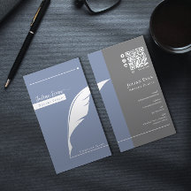 Moderner Blue Pen nib Logo Notar Public Qr Code