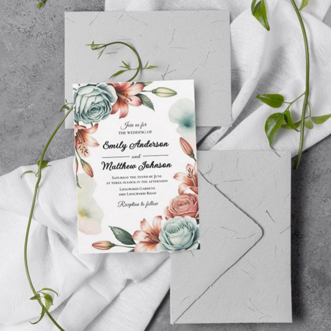 Moderner Blue Rose Designer zum Hochzeitsempfang Einladung (Von Creator hochgeladen)