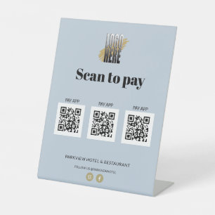 Moderner Blue Scan zur Bezahlung von Apps 3 QR Cod Sockelschild