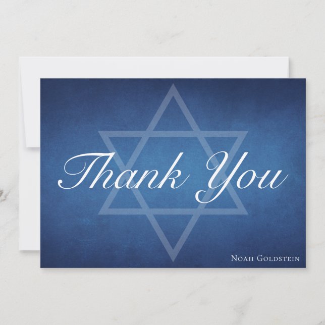 Moderner Blue Star von David Personalisiert Bar Mi Dankeskarte (Vorderseite)