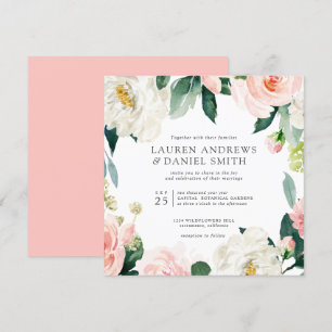 Moderner Blues   Chic Botanical Garland Hochzeit Einladung
