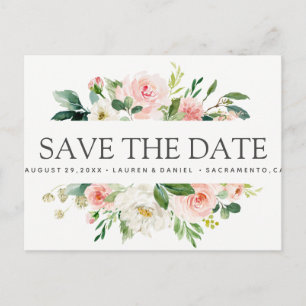 Moderner Blues   Floral Chic WEDDING speichern Sie Ankündigungspostkarte