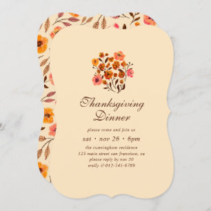Moderner Blume Pattern Erntedank Einladung