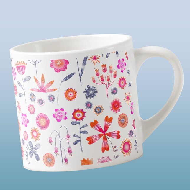 Moderner Blumengarten Espressotasse (Modern watercolor floral espresso cup)