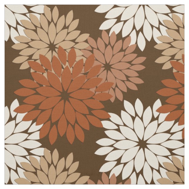 Moderner BlumenKimono-Druck, dunkles Brown und TAN Stoff (Muster)