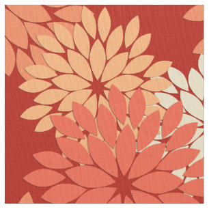 Moderner BlumenKimono-Druck, Mandarine Stoff