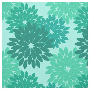 Moderner Blumenkimono-Druck, Türkis, aquamarines Stoff