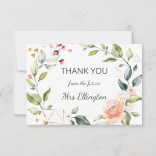 Moderner Blumenkranz in Aquarellen Vielen Dank Dankeskarte