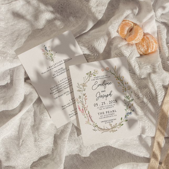 Moderner Blumenkranz in einer Hochzeit Einladung (Von Creator hochgeladen)