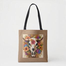 Moderner Blumenkuhschädel mit Blume Tasche