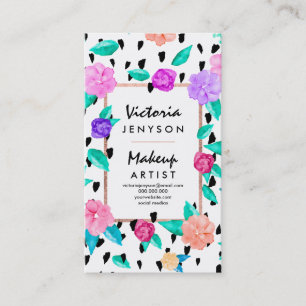 Moderner Blumenpinsel in Aquarellfarbe Makeup-Küns Visitenkarte