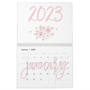 Moderner Blumenrosa Kalender 2023