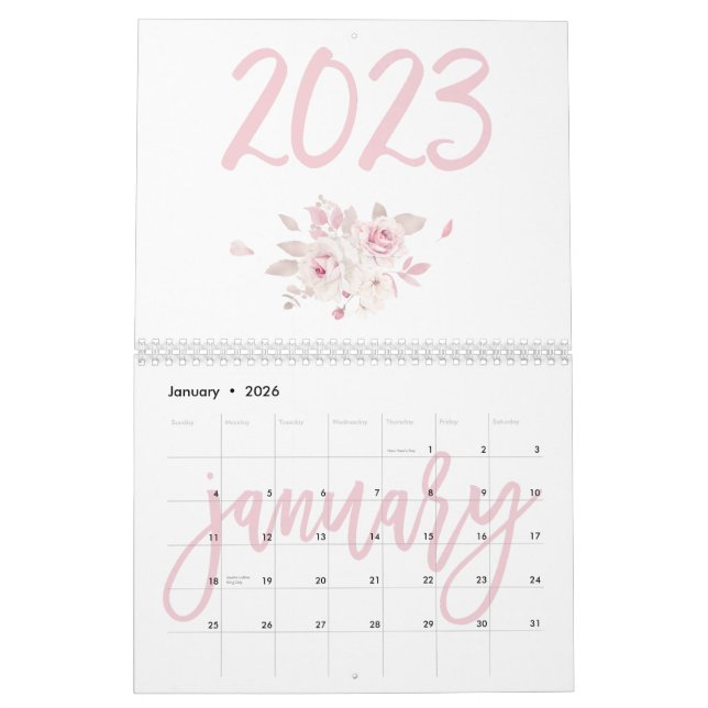 Moderner Blumenrosa Kalender 2023 (Jan 2026)