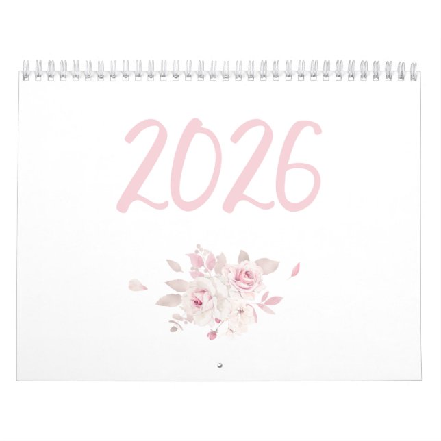 Moderner Blumenrosa Kalender 2026 (Titelbild)