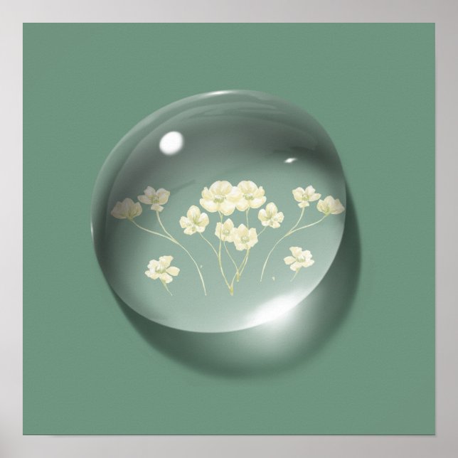 Moderner Blumenwassertropfen Poster (Vorne)