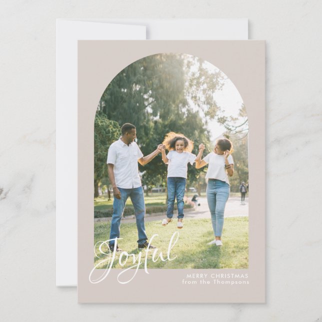 Moderner Blush Arch Joyful Frohe Weihnachten (Vorderseite)