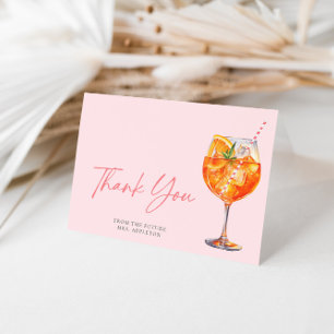 Moderner Blush Pink Aperol Spritz Brautabschiedspa Dankeskarte