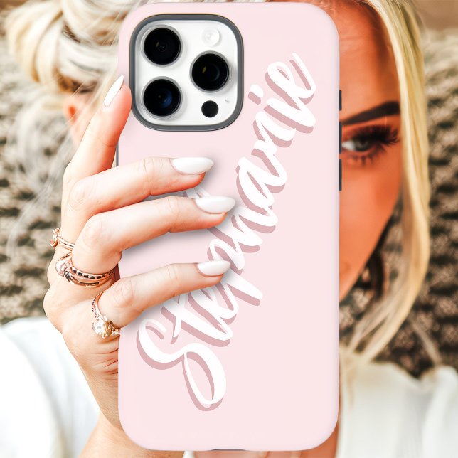 Moderner Blush Pink Minimaler Skriptname Case-Mate iPhone Hülle (Von Creator hochgeladen)