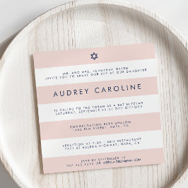 Moderner Blush Stripe Bat Mitzvah Einladung