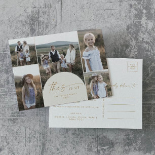 Moderner Bogen   Cream Multi Foto Family Dies sind Feiertagspostkarte