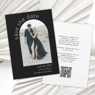 Moderner Bogengang Save the Date mit Foto- und QR-