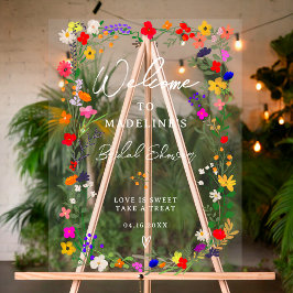 Moderner böhmischer, heller Wild-Blume Begrüßung Acrylschild