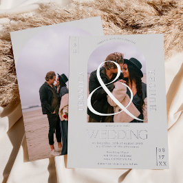 Moderner Bohnoarch 2 Fotos Hochzeit grau Folieneinladung