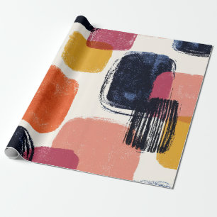 Moderner Boho Abstrakter Pinselstrich - Fett Retro Geschenkpapier