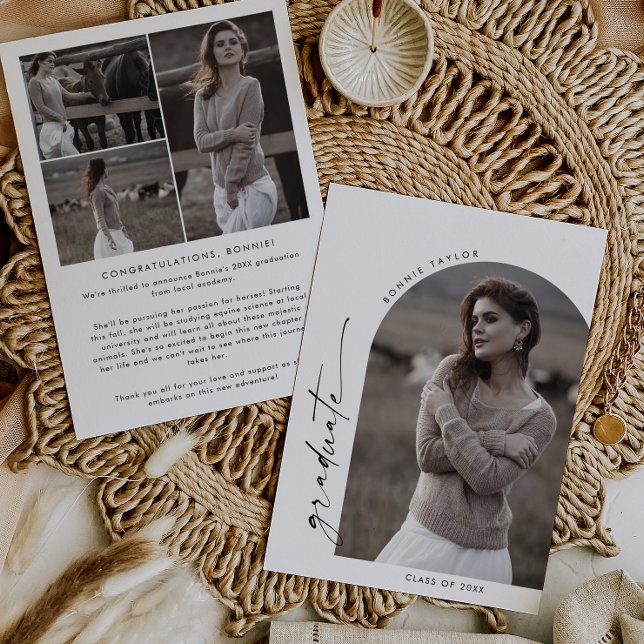 Moderner Boho Arch Graduate Foto Abschluss Ankündigung (Von Creator hochgeladen)