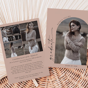 Moderner Boho Arch Salmon Graduate Foto Abschluss Ankündigung