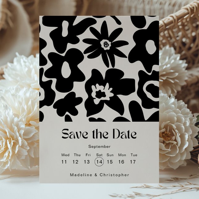 Moderner Boho Blumenkalender Save the Date (Von Creator hochgeladen)