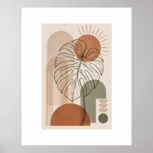 Moderner Boho-Botanik-Monstera-Blattposter Poster