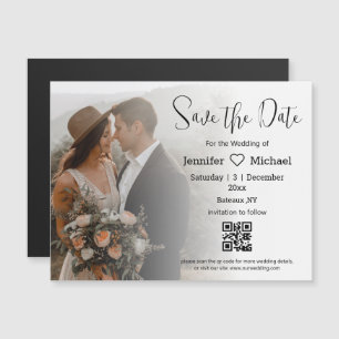 Moderner Boho-Foto-QR-Code-Save-the-Date-Magnet Magnetkarte