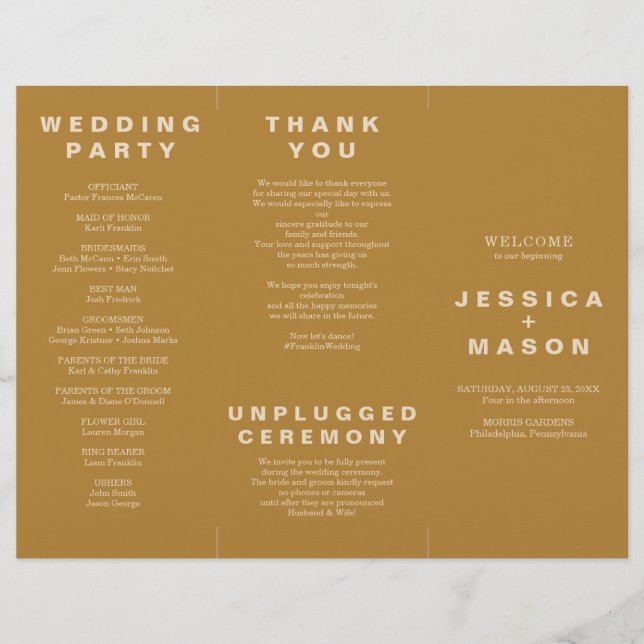 Moderner Boho Jewel Earth Tone Trifold Program Fly Flyer (Vorne)