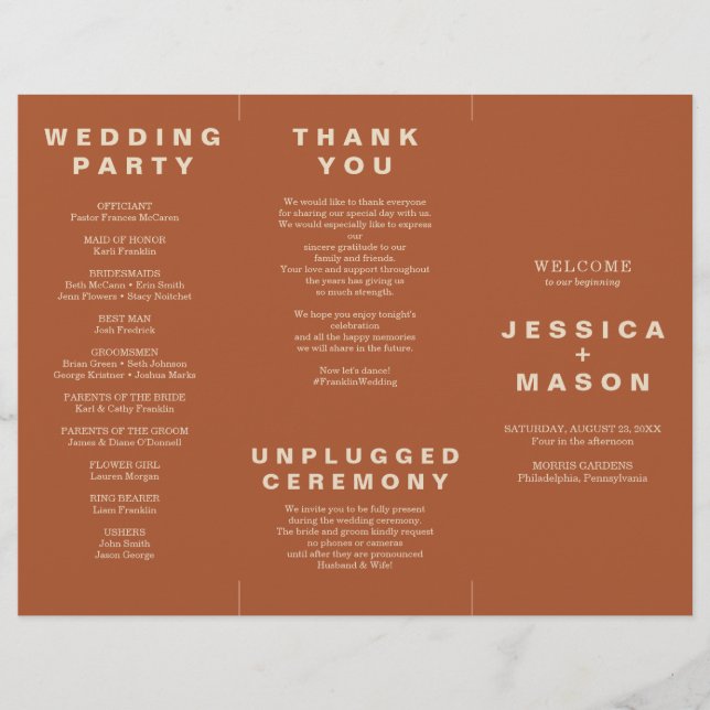 Moderner Boho Jewel Earth Tone Trifold Program Fly Flyer (Vorne)