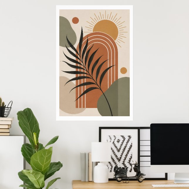 Moderner Boho-Palmblatt-Kunstposter Poster (Heimbüro)