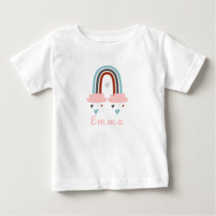 Moderner Boho Rainbow mit Personalisiertem Namen Baby T-shirt