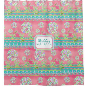 Moderner BOHO schicker Pink-Löwenzahn-mit Duschvorhang