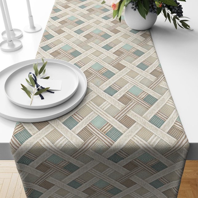 Moderner Boho Tischläufer mit neutraler Geometrie (Modern Boho Table Runner with Neutral Geometry)