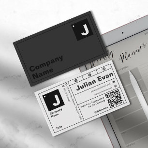 Moderner, Bold Typografy Monogram QR Code Visitenkarte