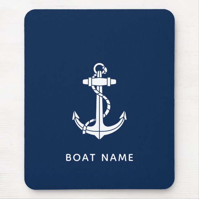 Moderner Bootsname Anker Segelcrew Benutzerdefinie Mousepad (Vorne)