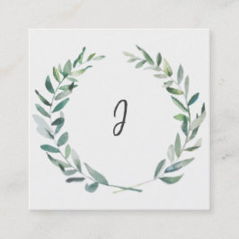 Moderner botanischer Aquarellniederlassungs-Kranz Quadratische Visitenkarte