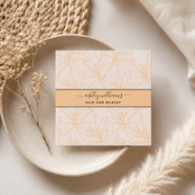 Moderner botanischer Blush Black Script Name Squar