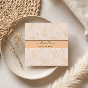 Moderner botanischer Blush Black Script Name Squar Quadratische Visitenkarte